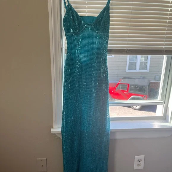 Hello Molly Blue Sequined Gown. NWT. - Picture 2 of 3